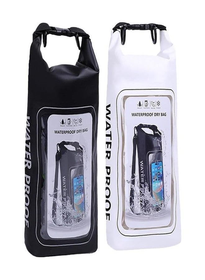 PARVY® Mobile Phone Waterproof Bag, Camping, Hiking, Beach, Travel, Canoeing, Boating Adjustable Strap, 2L Waterproof Dry Bag Sack for Fishing, Lightweight, PVC, Roll Top (Black) (1Pcs) - Image 2
